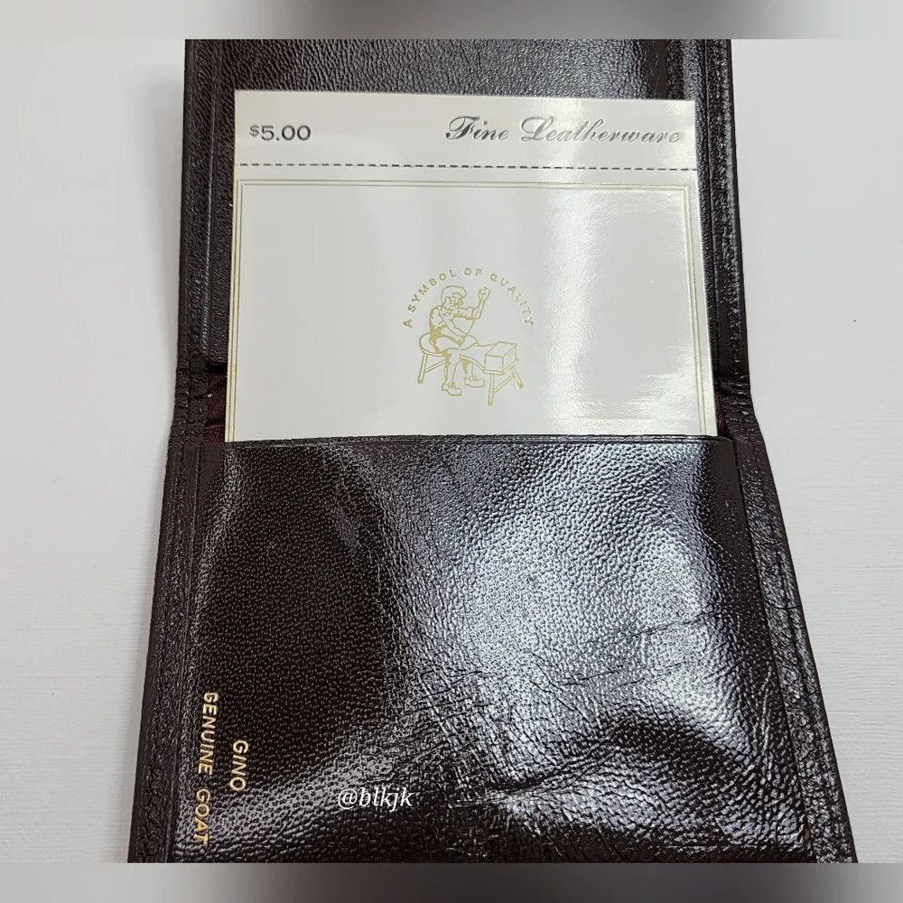 Vintage Gino Goat Leather Slim Bifold Wallet *Brown* NWT